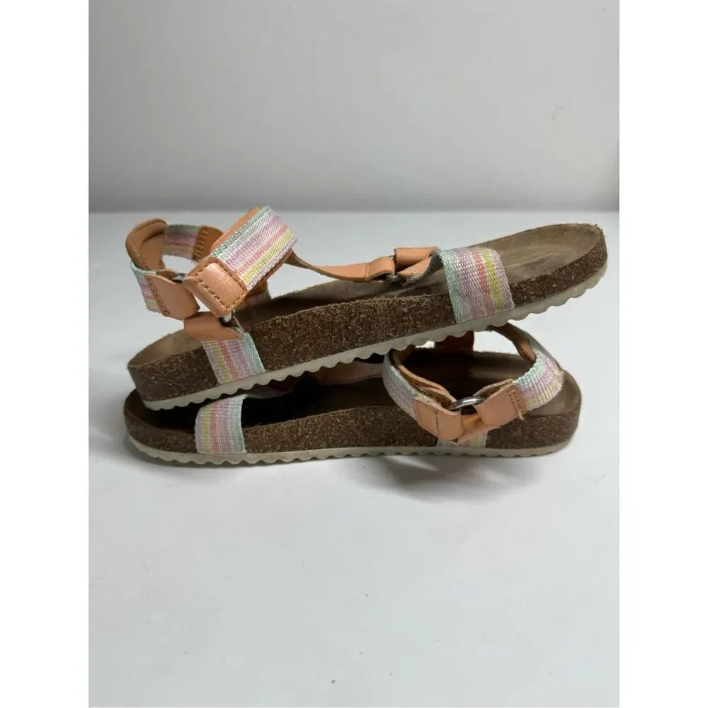 Cat & Jack Val Girl’s Tan Hook and Loop Open Toe Footbed Sandals Size 2 See Note